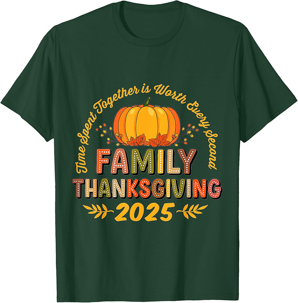 Family Thanksgiving 2025 Crew Pumpkin Turkey Group Matching T-Shirt