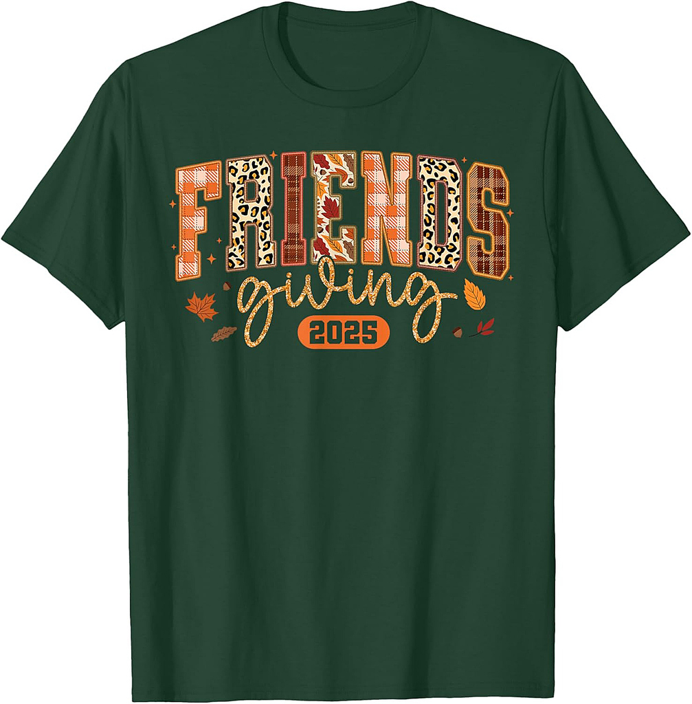 Friends Giving 2025 Thankful Blessed Thanksgiving Autumn T-Shirt