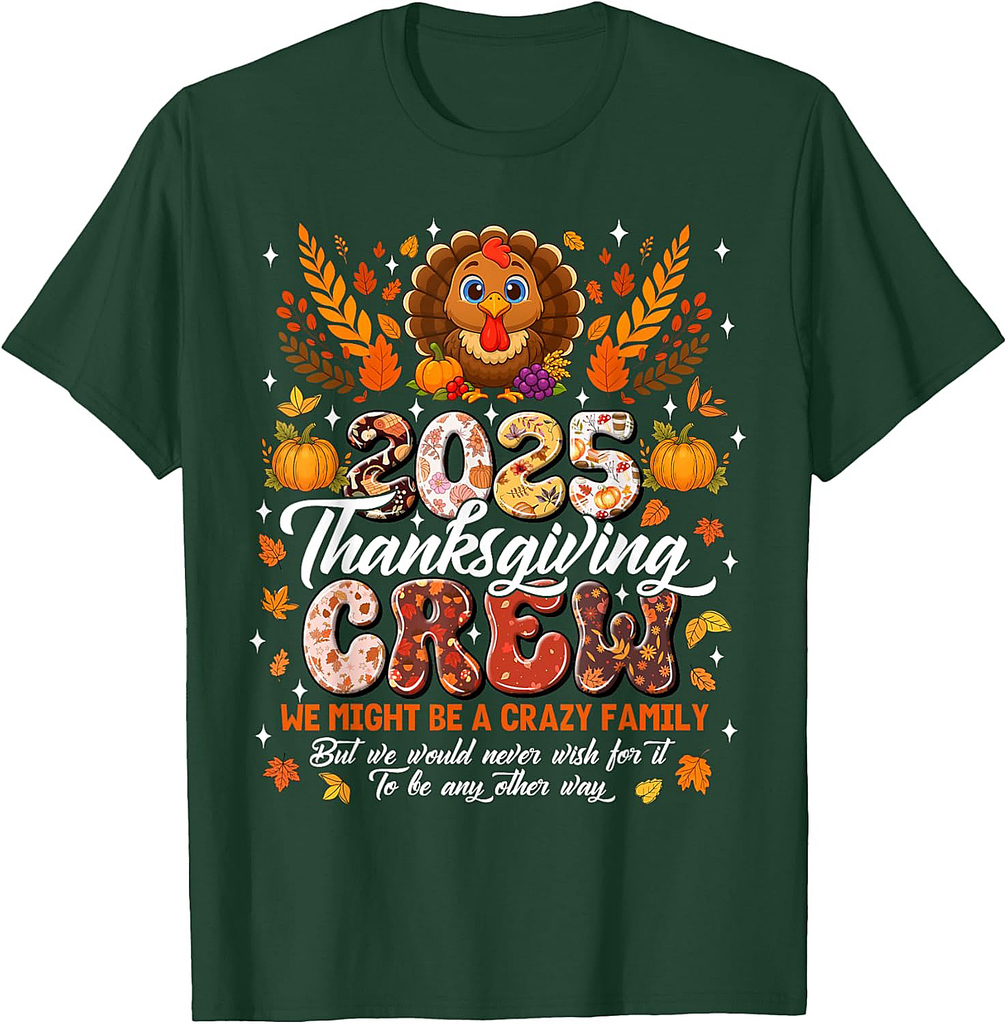 Family Thanksgiving 2025 Thanksgiving Crew Turkey Matching T-Shirt