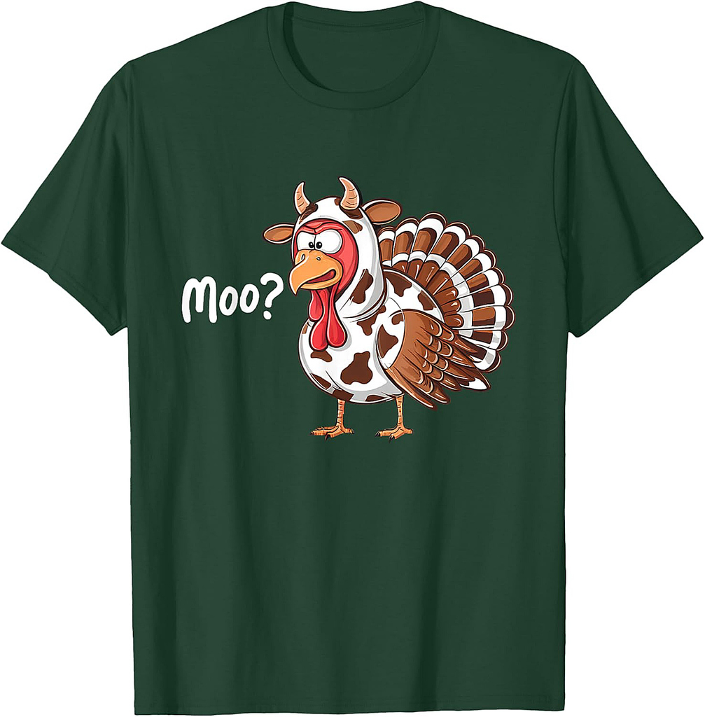 Funny Turkey Moo Thanksgiving Fake Cow Farmer Cow Lover T-Shirt