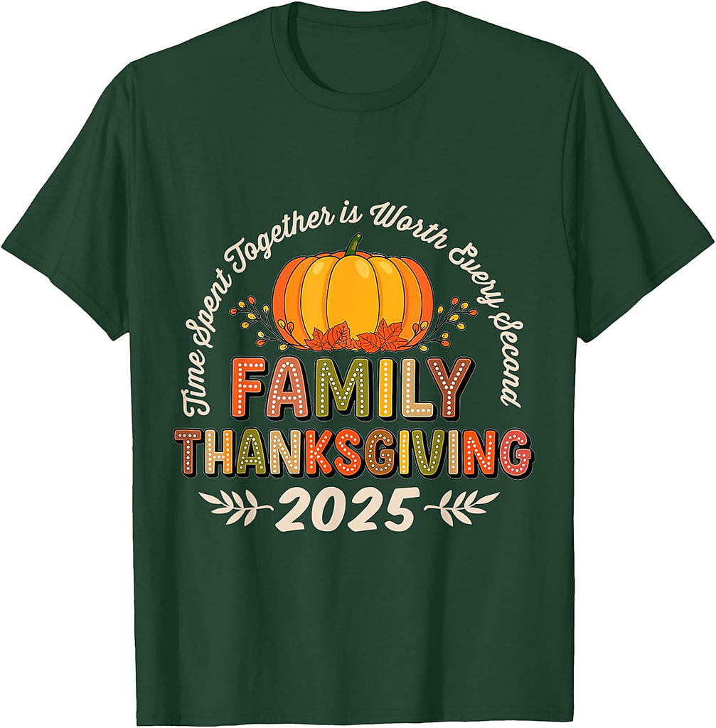 Family Thanksgiving 2025 Crew Pumpkin Turkey Group Matching T-Shirt