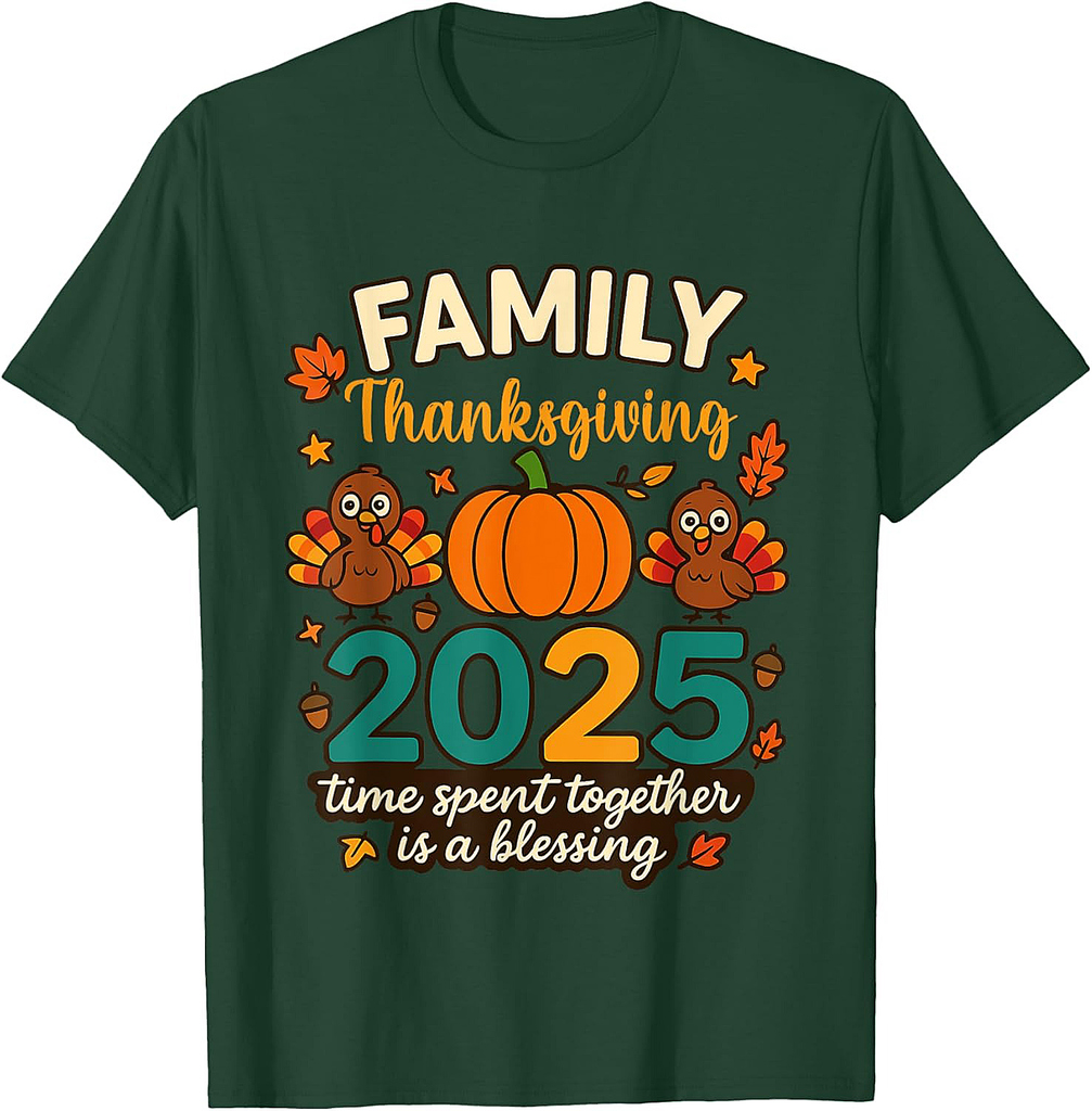Happy Family Thanksgiving Together 2025 Crew Turkey T-Shirt