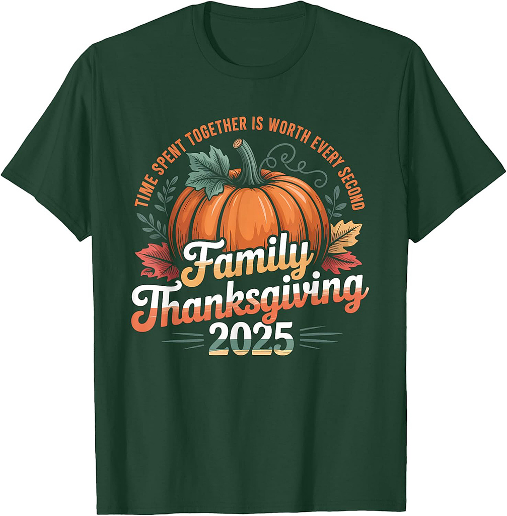 Family Thanksgiving 2025 Crew Pumpkin Turkey Group Matching T-Shirt