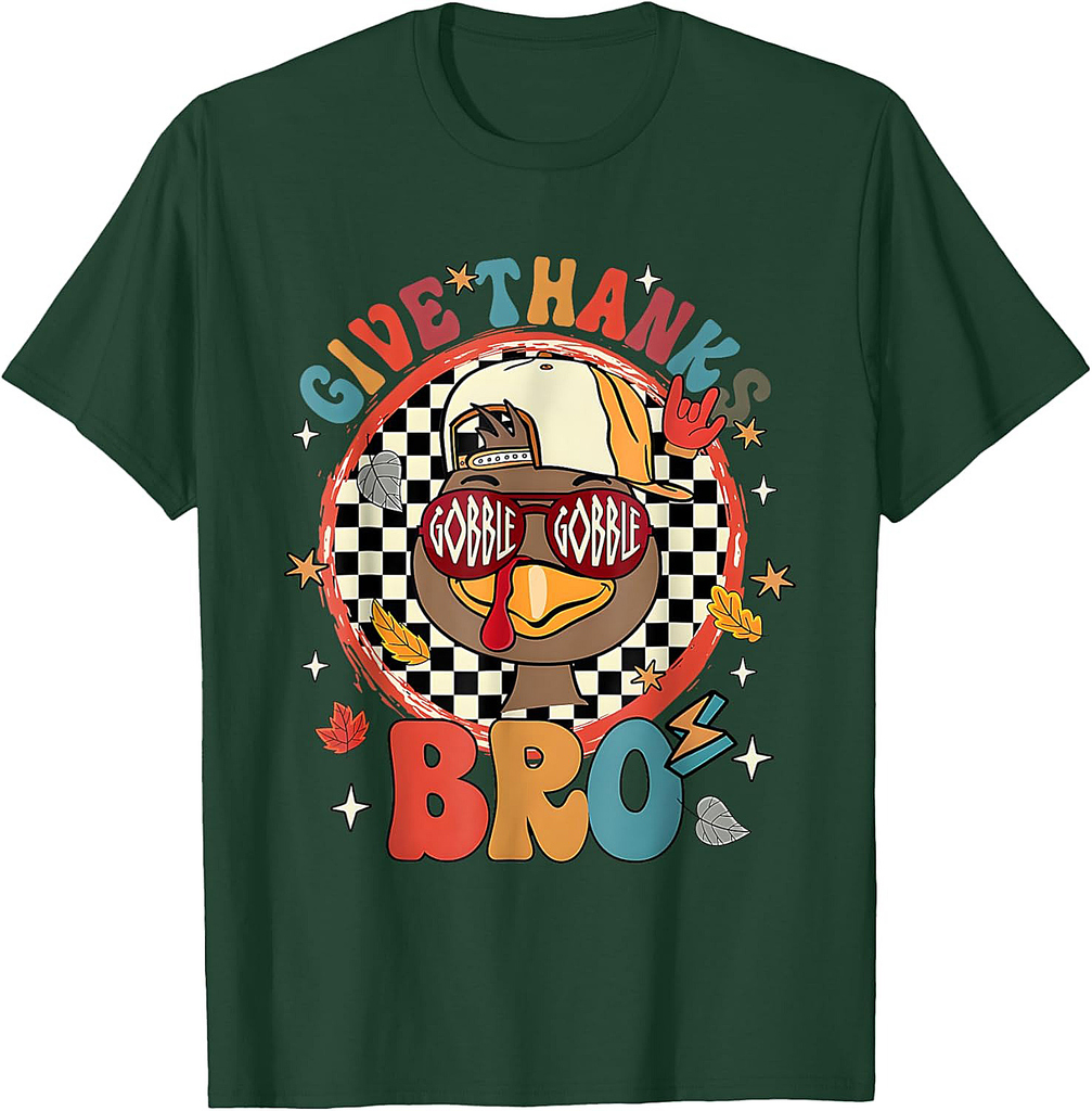 Give Thanks Bro Funny Turkey Thanksgiving Boys T-Shirt
