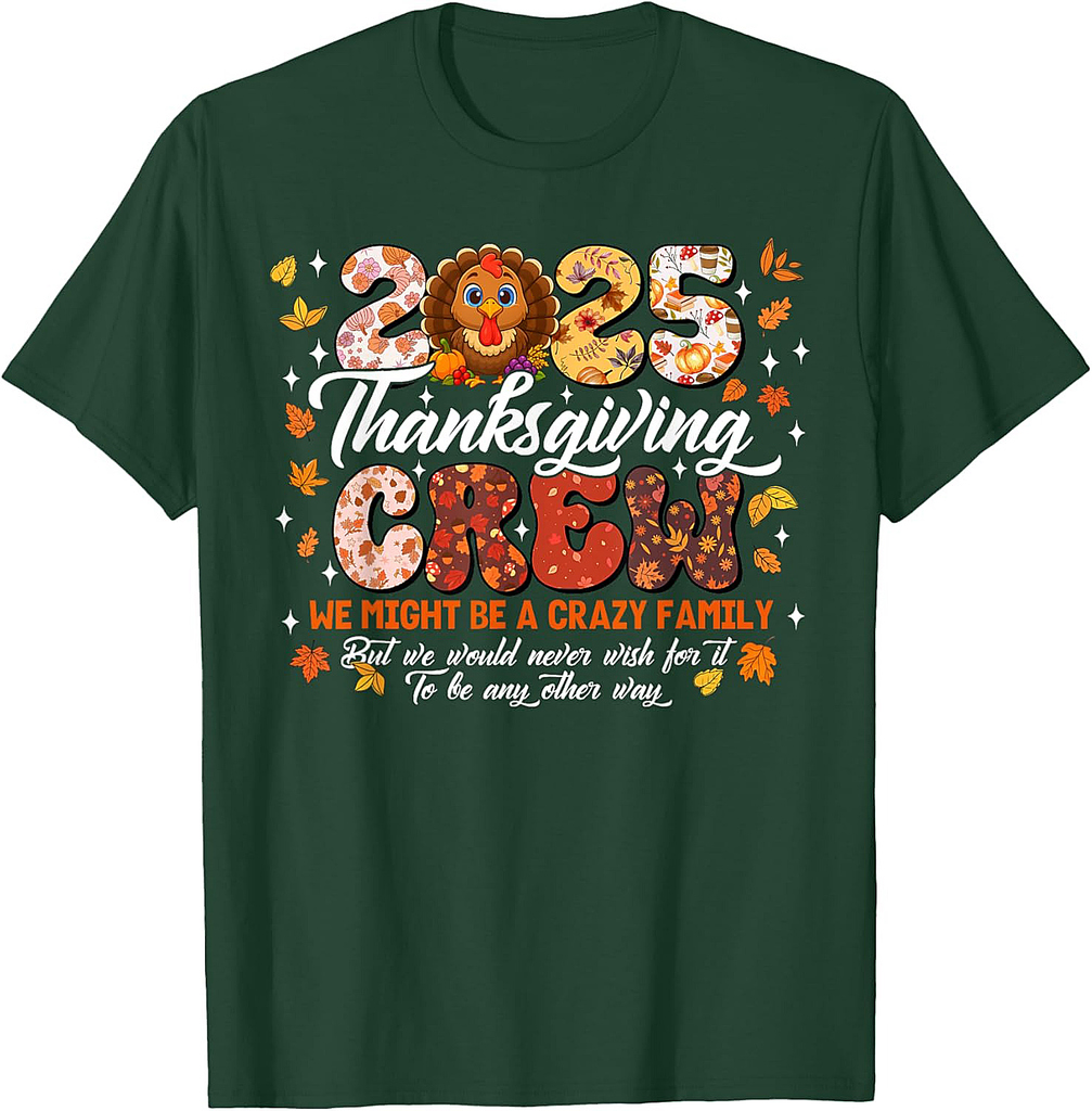 Family Thanksgiving 2025 Thanksgiving Crew Turkey Matching T-Shirt