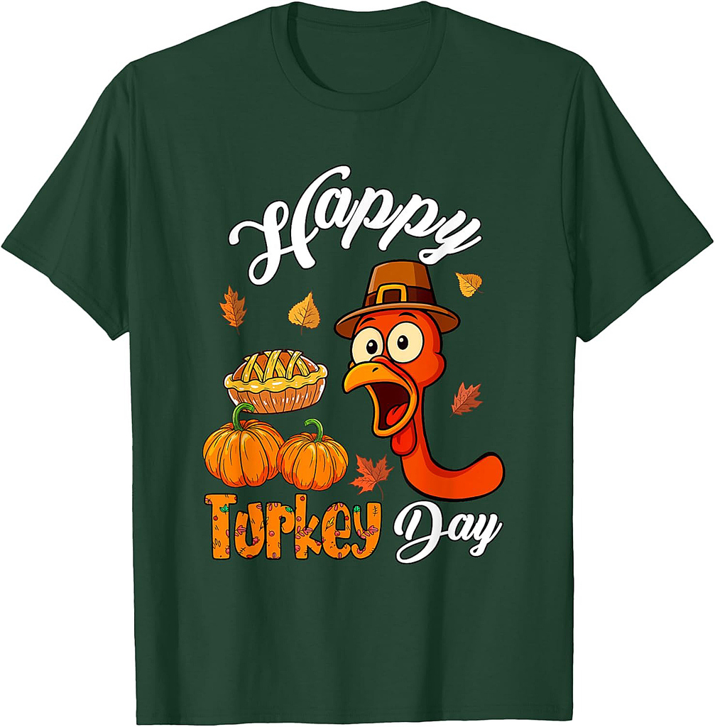 Happy Thanksgiving Turkey Day Funny Turkey Face Pumpkin Pie T-Shirt