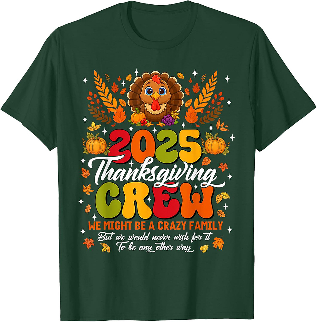 Family Thanksgiving 2025 Thanksgiving Crew Turkey Matching T-Shirt