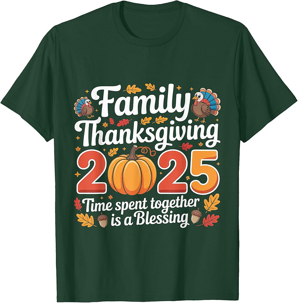 Happy Family Thanksgiving Crew 2025 Funny Turkey Matching T-Shirt