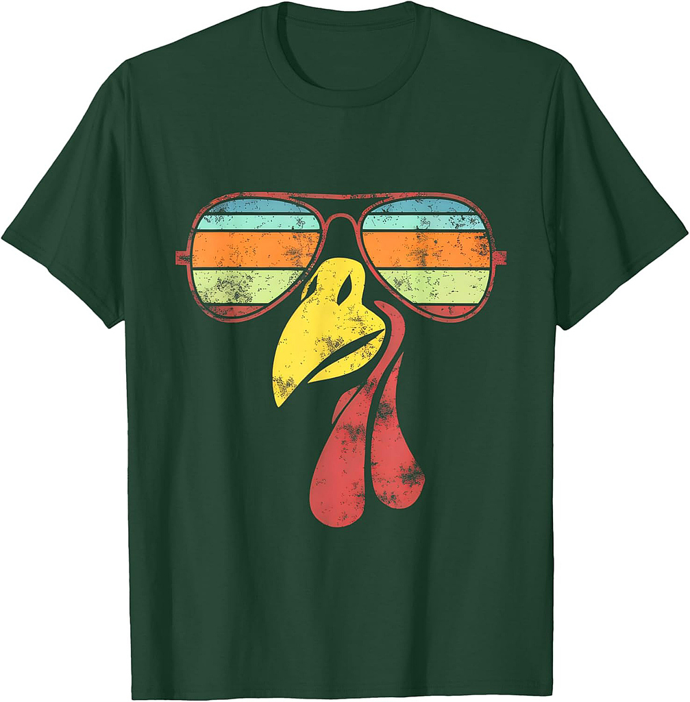 Cool Vintage Turkey Face Sunglasses  Thanksgiving T-Shirt