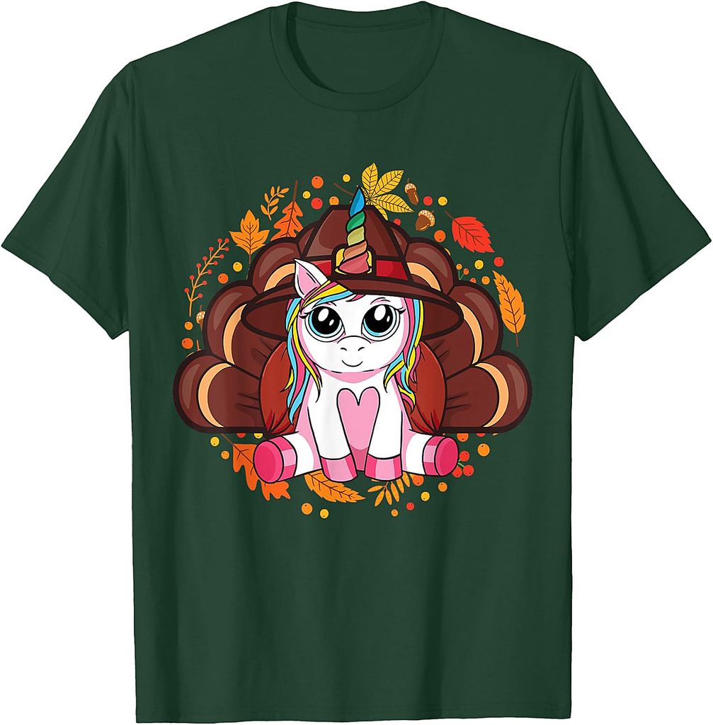 Cute Thanksgiving Girls Toddler Turkey Unicorn T-Shirt
