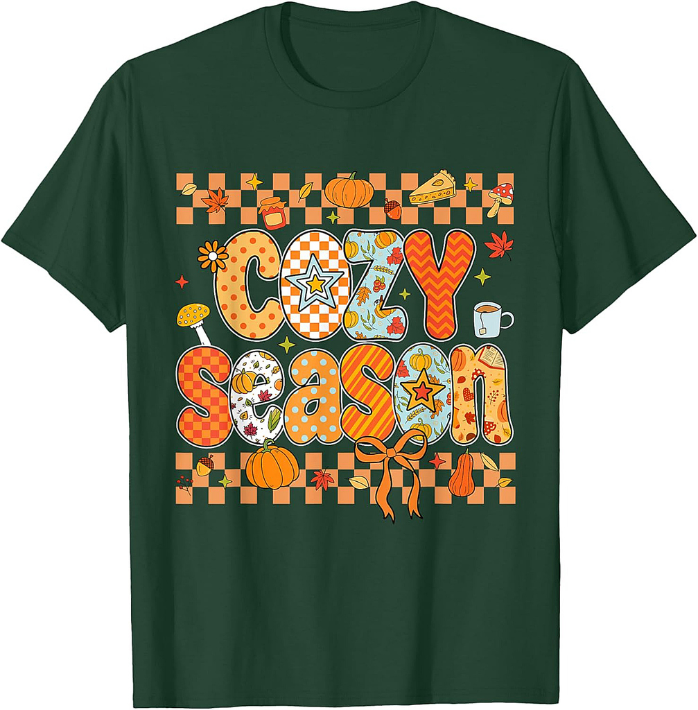 Preppy Cozy Season Fall Vibes Thanksgiving Halloween Autumn T-Shirt