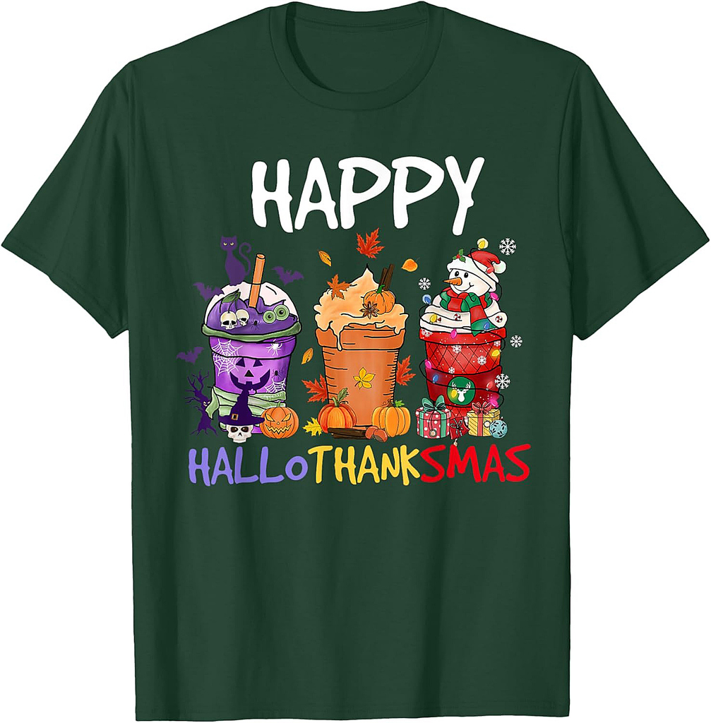 Halloween Thanksgiving Happy Hallothanksmas Season Coffee T-Shirt