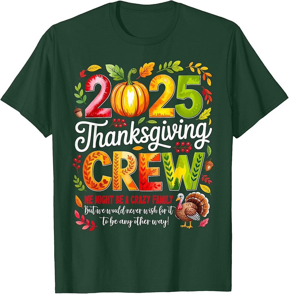 Family Thanksgiving 2025 Thanksgiving Crew Turkey Matching T-Shirt