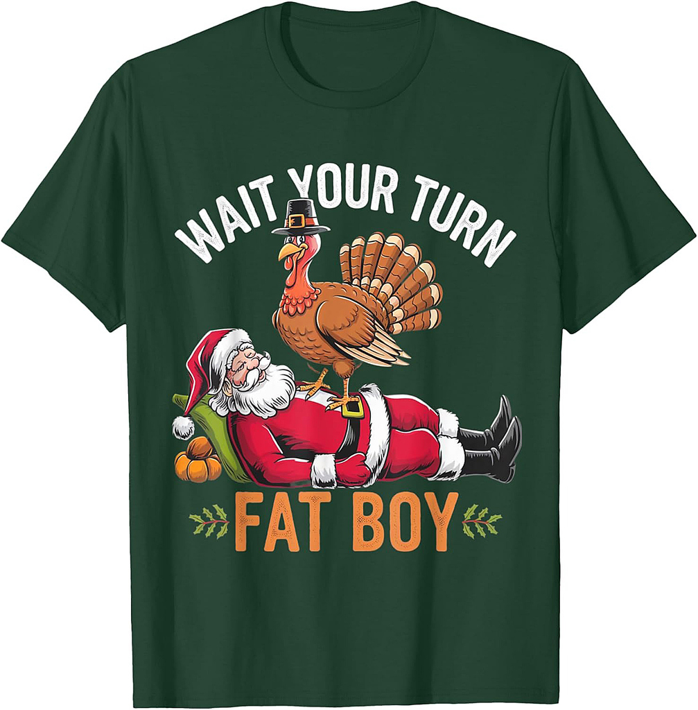 Funny Thanksgiving Christmas Turkey vs Santa for Men Women T-Shirt