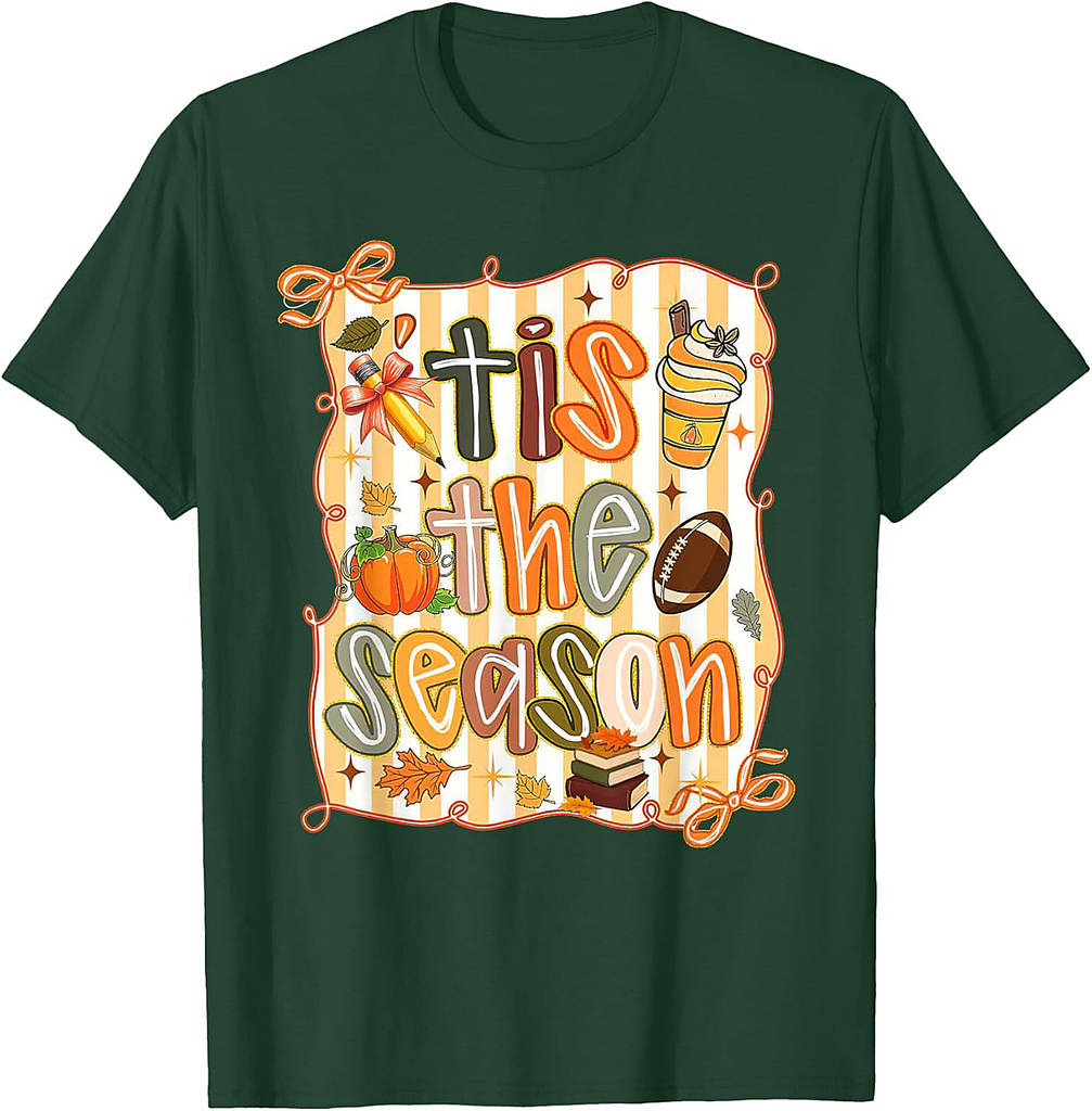Coquette Teacher Fall Autumn Thanksgiving Bow Autumn Teacher Appreciation T-Shirt