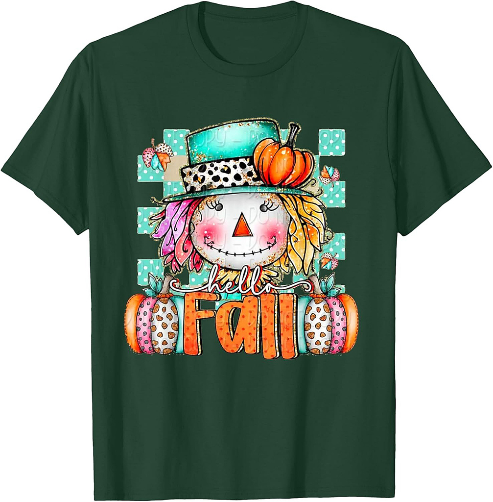 Cute Scarecrow Pumpkin Thanksgiving Halloween Hello Fall T-Shirt