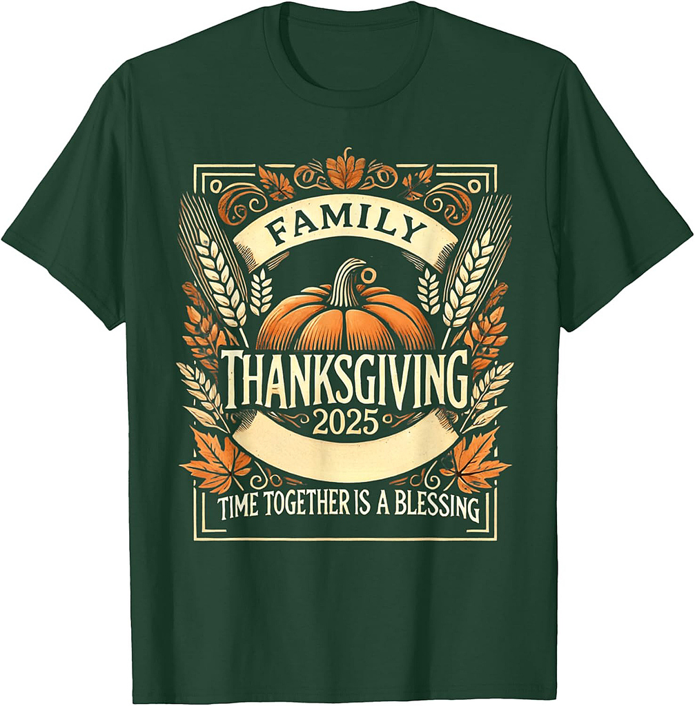 Family Thanksgiving 2025 Crew Pumpkin Group Matching T-Shirt