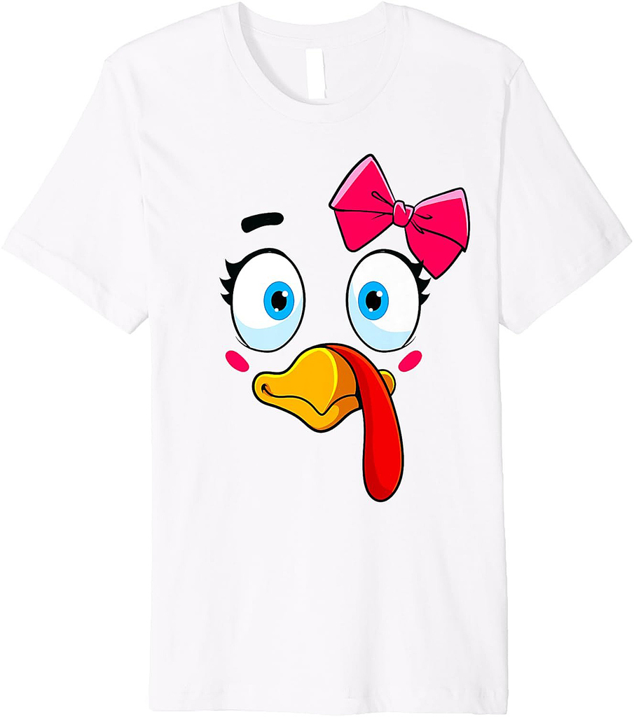 Turkey Face Girl Thanksgiving Costume Toddler Girls Premium T-Shirt