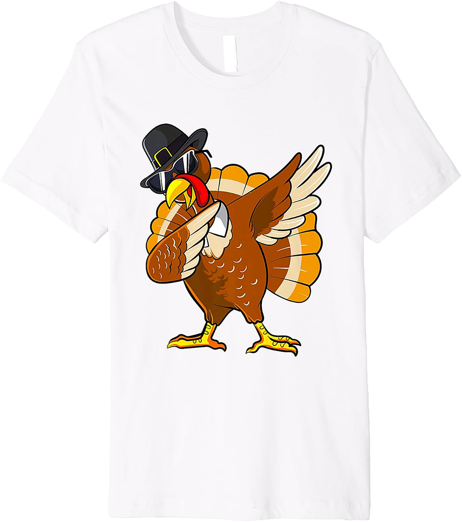Dabbing Turkey Thanksgiving Day Gifts Pilgrim Boys Men Premium T-Shirt