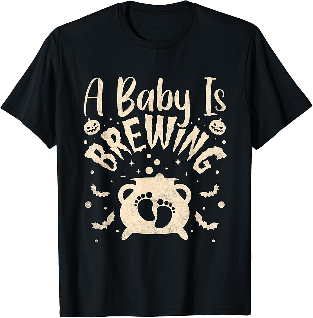 A Baby Is Brewing, Pregnant Halloween Mom T-Shirt