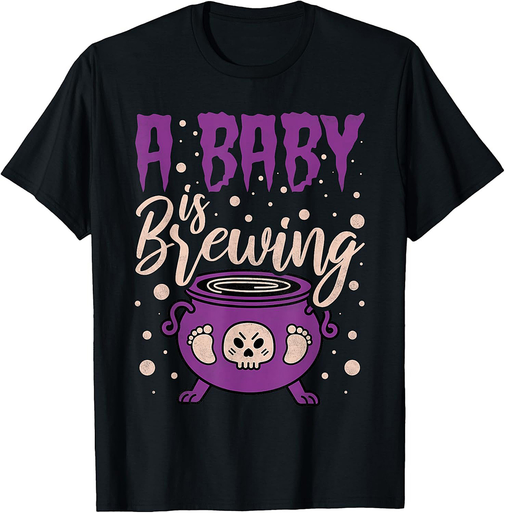 A Baby Is Brewing, Pregnant Halloween Mom T-Shirt