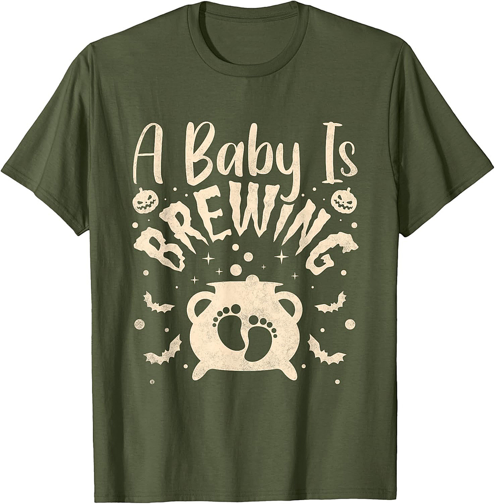A Baby Is Brewing, Pregnant Halloween Mom T-Shirt