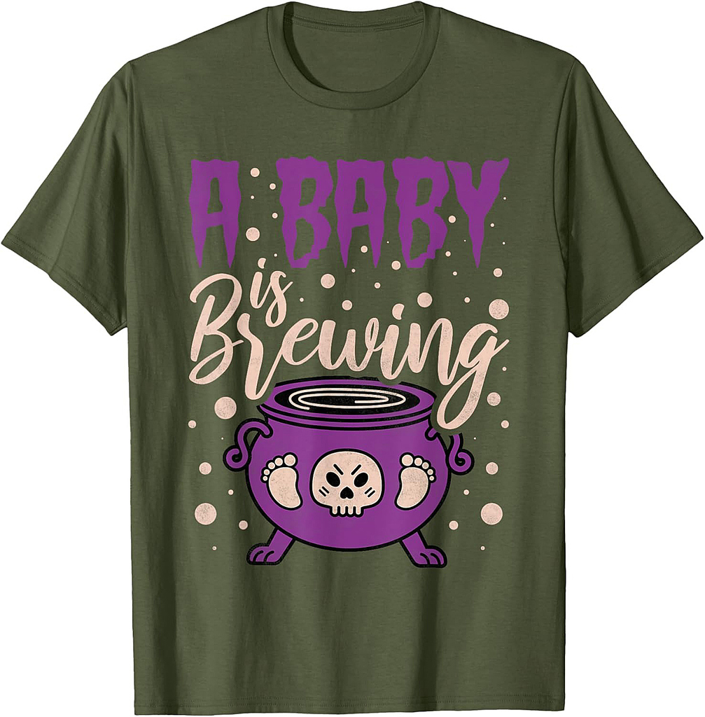 A Baby Is Brewing, Pregnant Halloween Mom T-Shirt