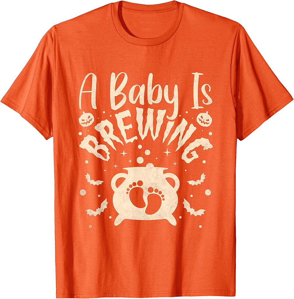 A Baby Is Brewing, Pregnant Halloween Mom T-Shirt