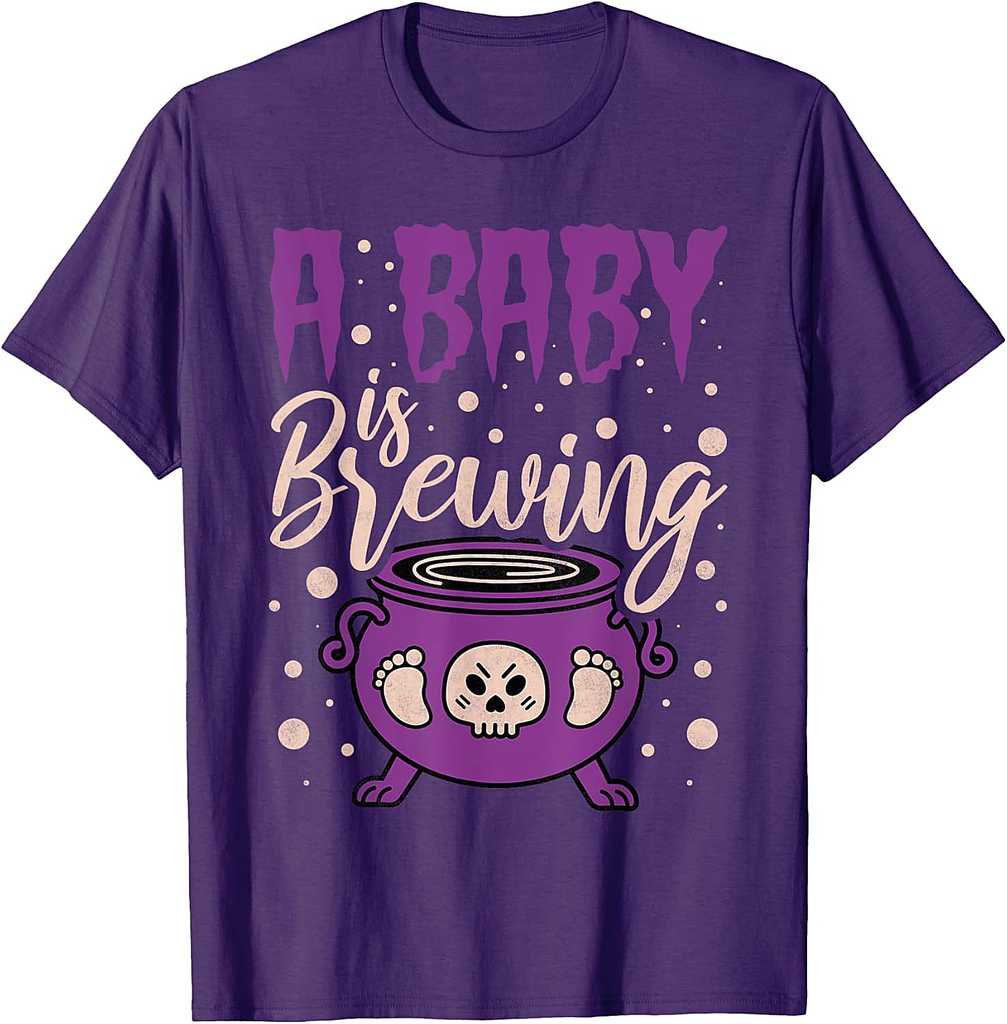 A Baby Is Brewing, Pregnant Halloween Mom T-Shirt