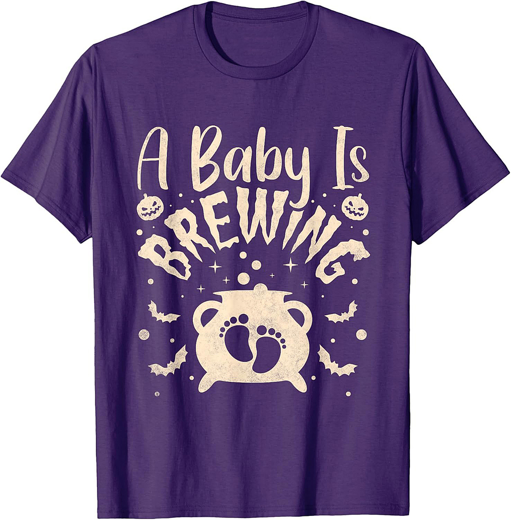A Baby Is Brewing, Pregnant Halloween Mom T-Shirt
