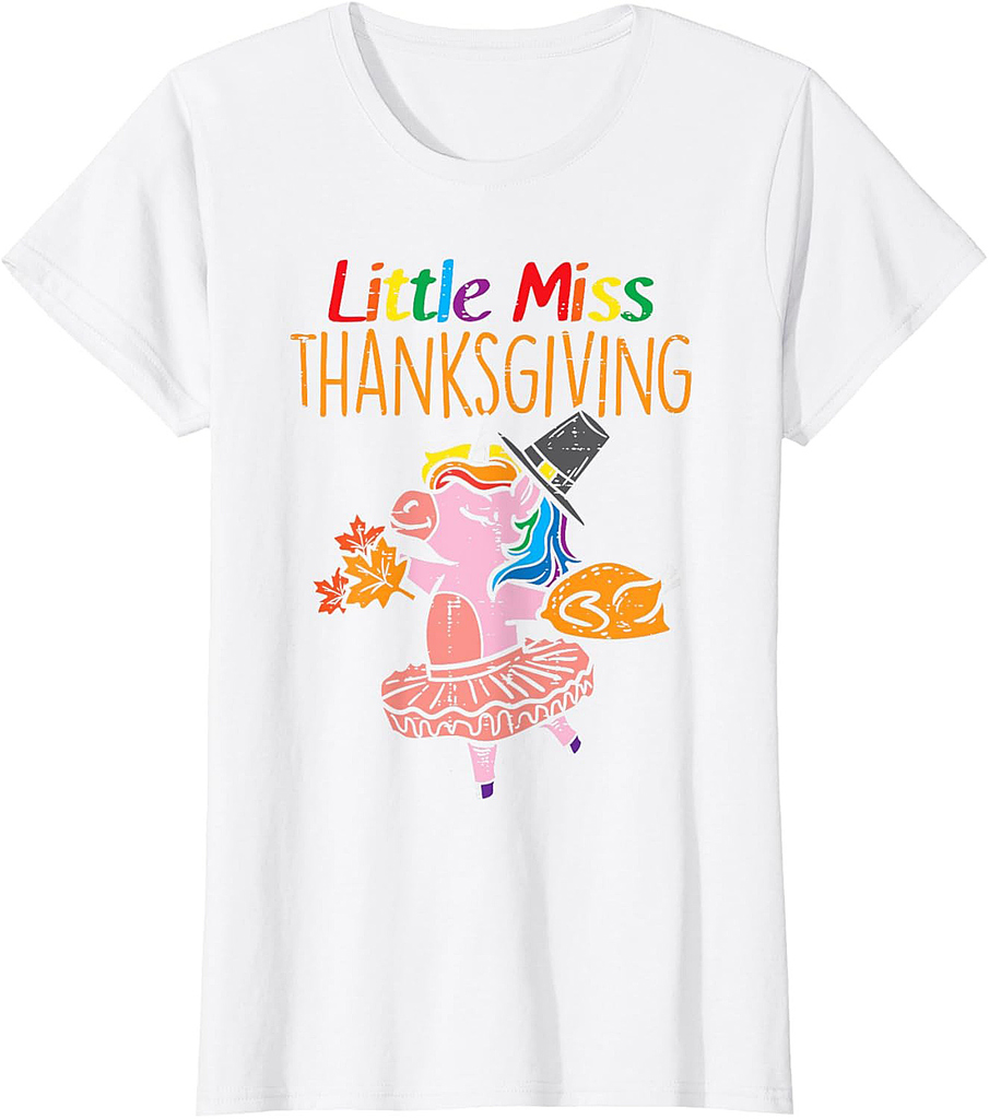 Unicorn Little Miss Thanksgiving Cute Toddler T-Shirt