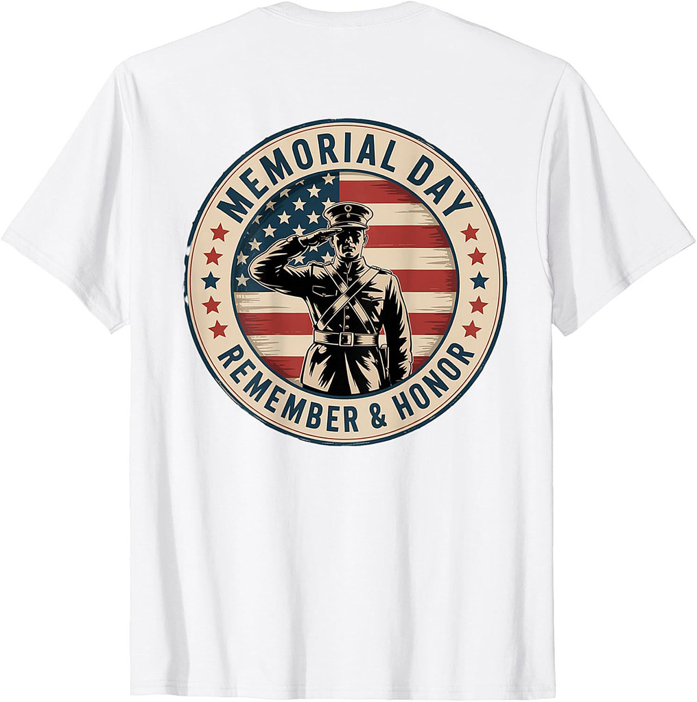 Memorial Day Remember Honor On Back Patriotic Veterans Men T-Shirt