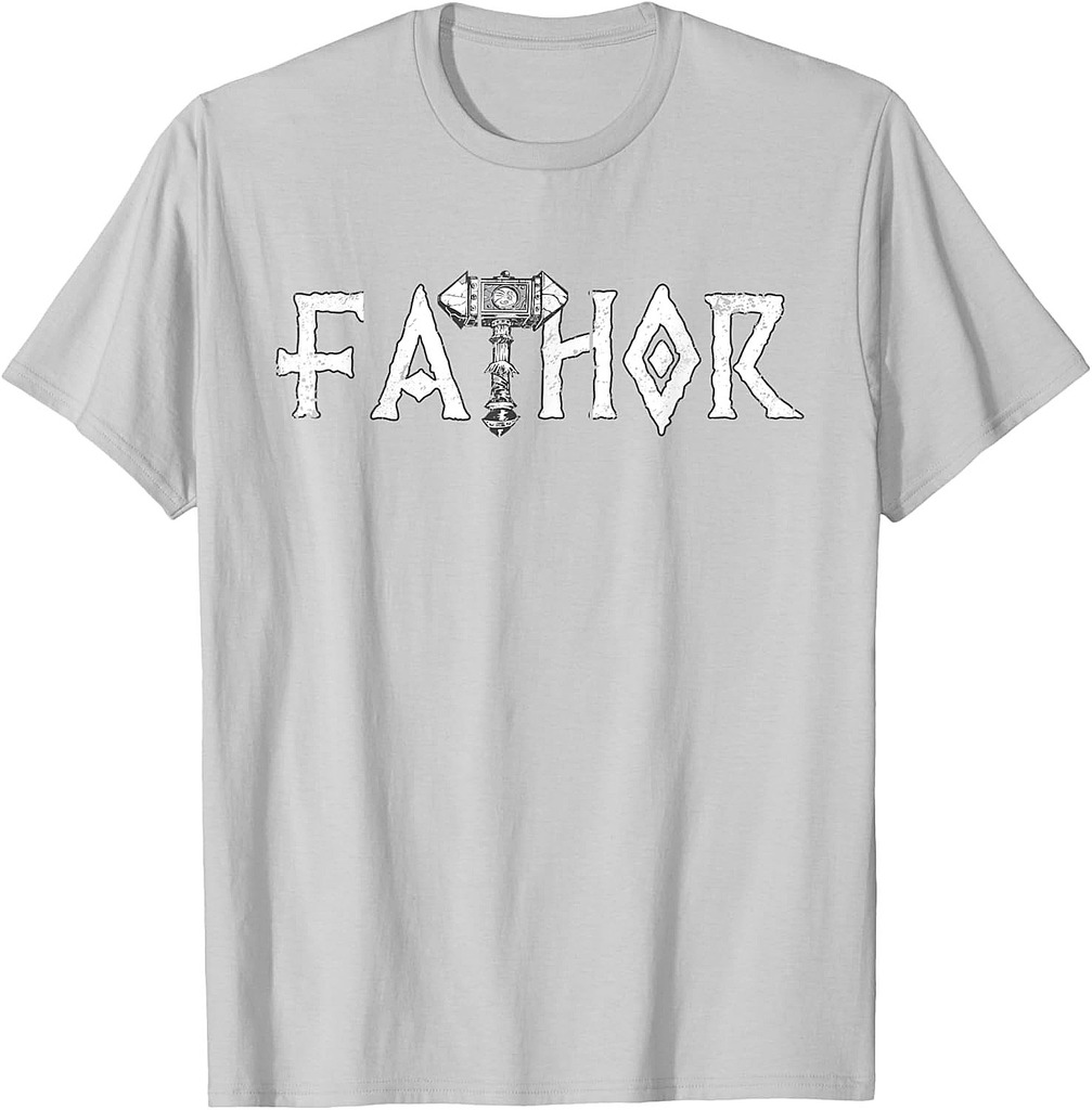 Mens Fathor Like a Dad Just Way Mightier Father's Day Viking T-Shirt