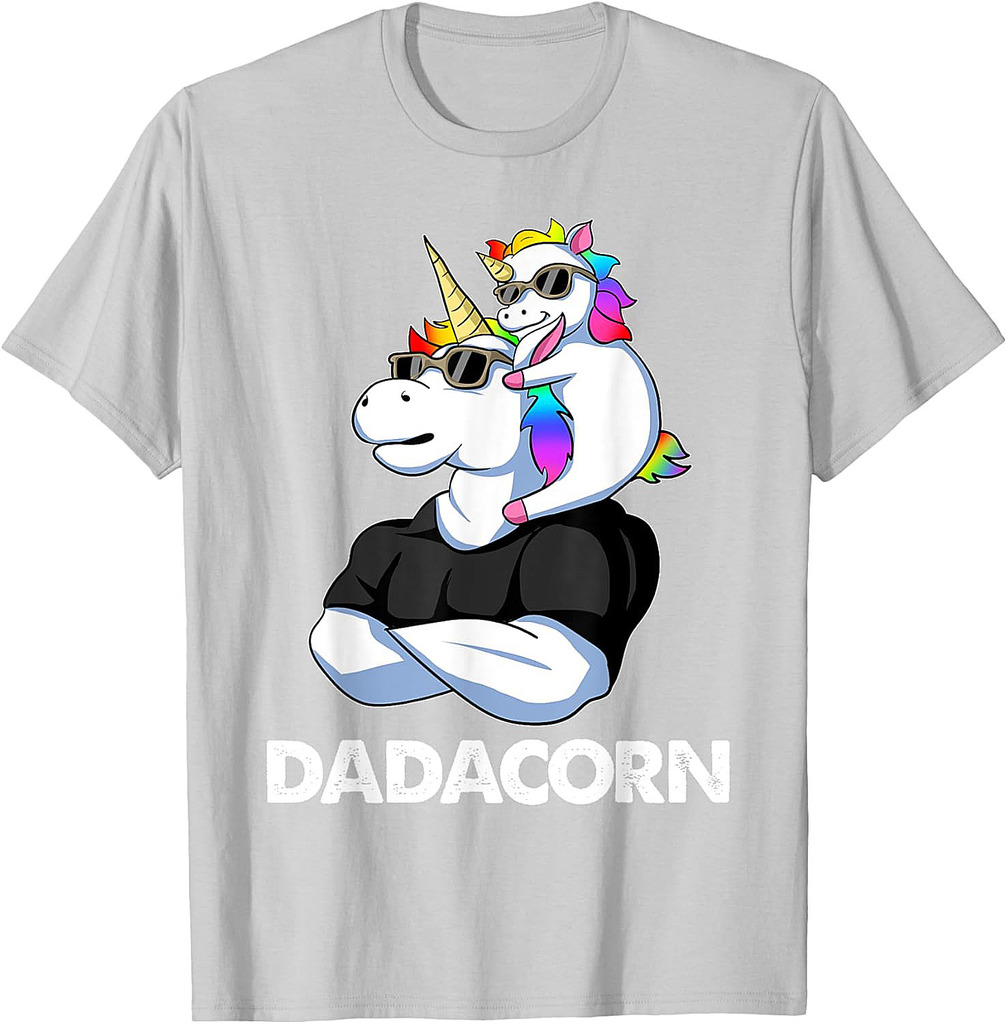 Dadacorn  Unicorn Dad and Baby Christmas Papa Father's Day T-Shirt