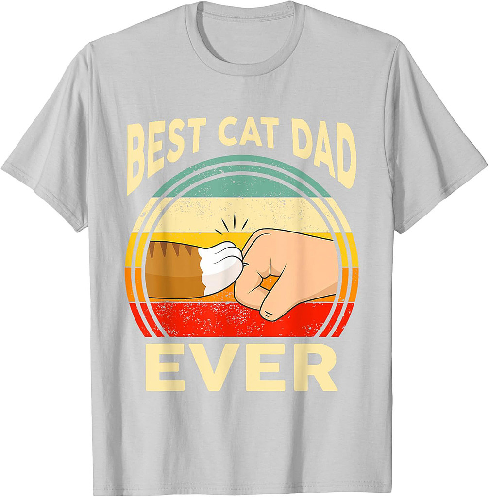 Retro Best Cat Dad Ever Gift For Men Dad Granpa T-Shirt