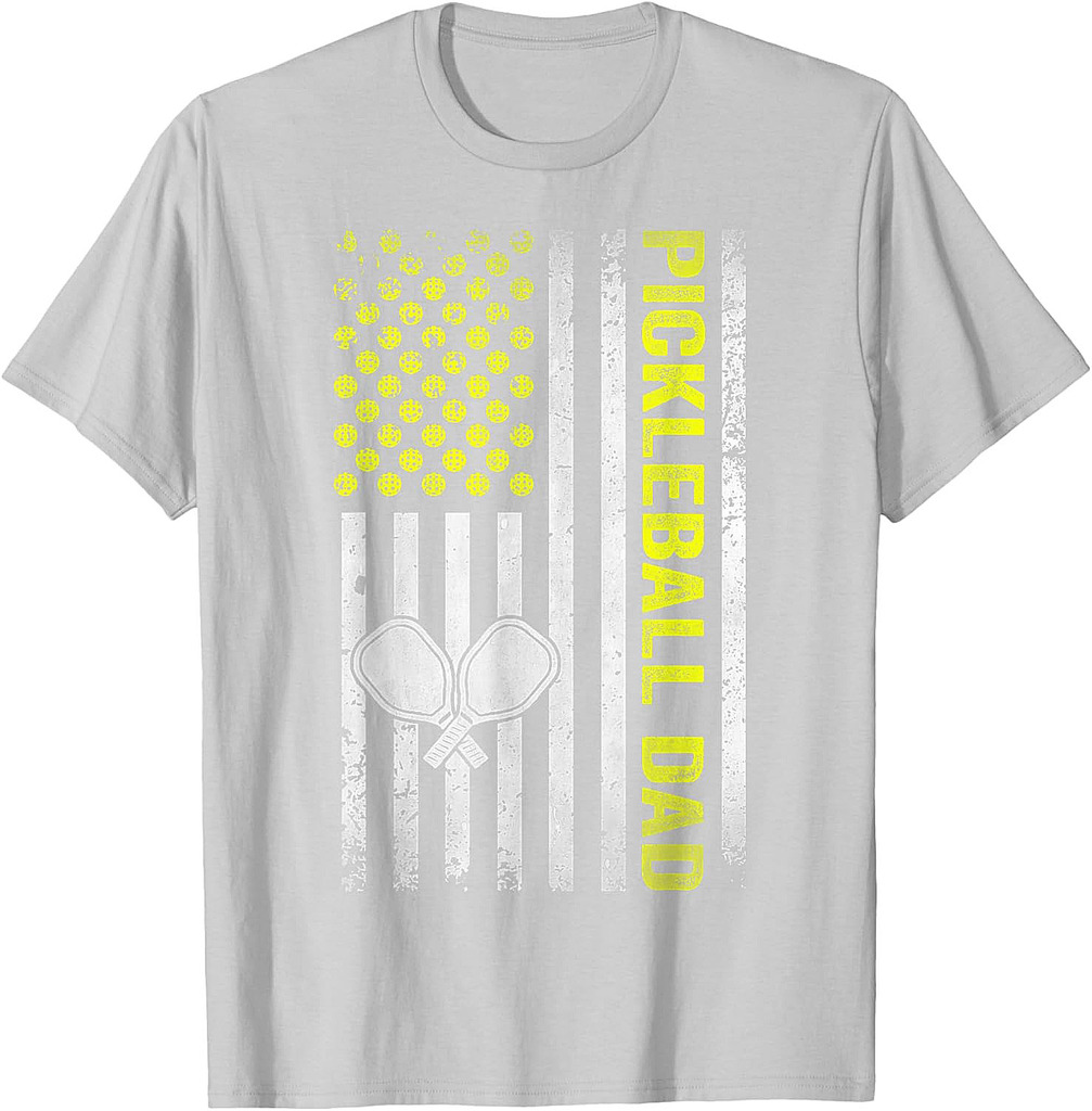 Pickleball Dad Father's Day USA Flag T-Shirt