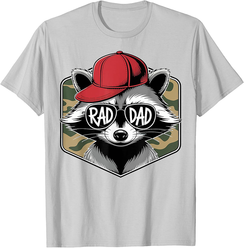 Vintage Rad Camo Dad Daddy Funny Raccoon Happy Father's Day T-Shirt
