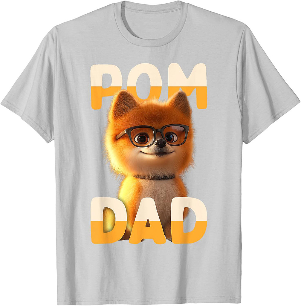 Pom Dad Pomeranian Daddy Spitz Papa Fathers Day Cute Pom T-Shirt