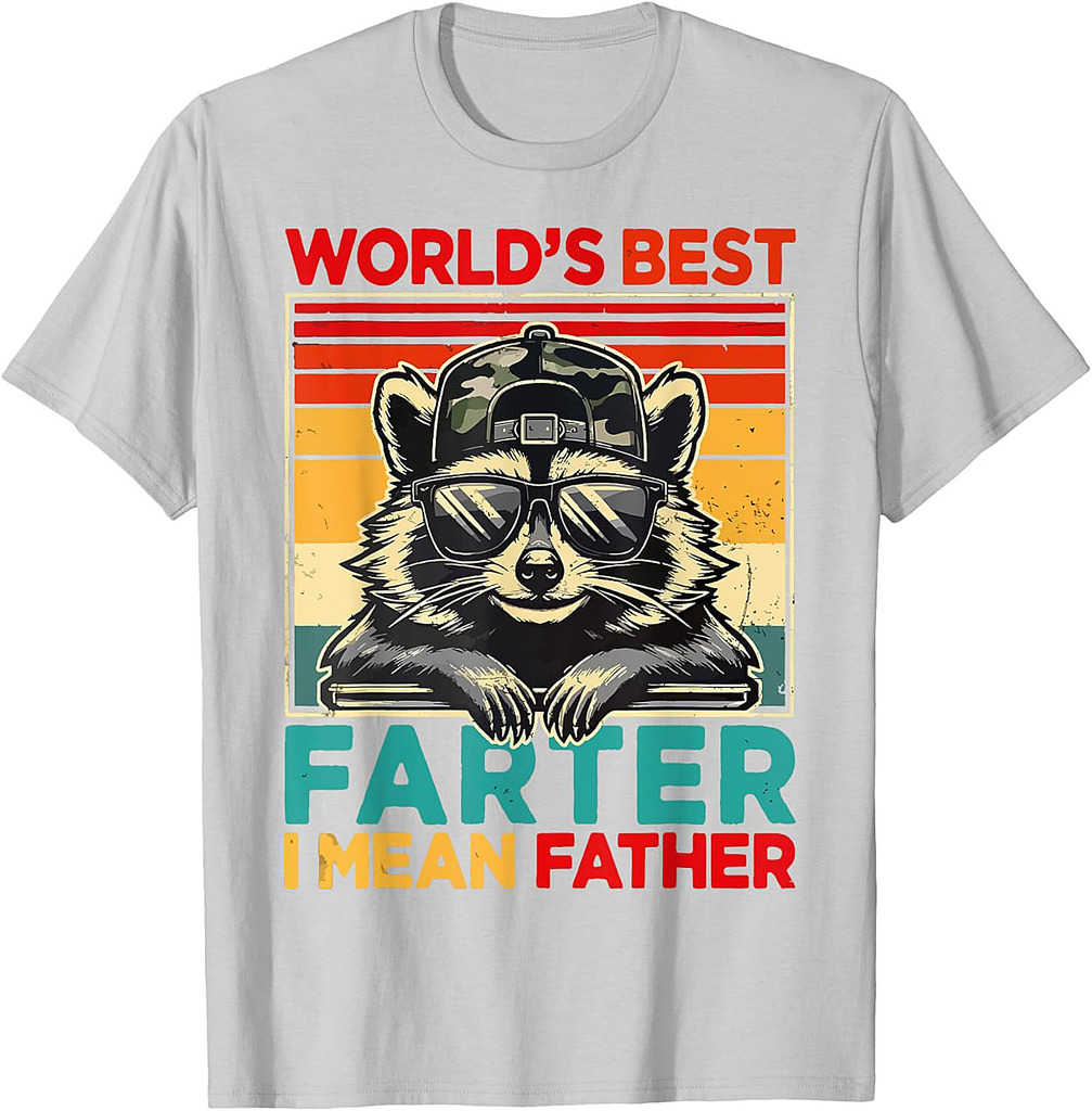 World's Best Farter I Mean Father Funny Raccoon Father's Day T-Shirt