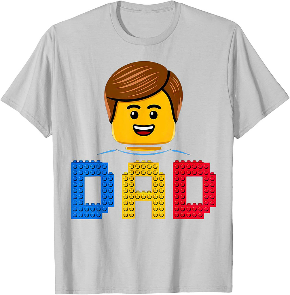 Family Dad Master Builder Building Bricks Blocks Fathers Day T-Shirt