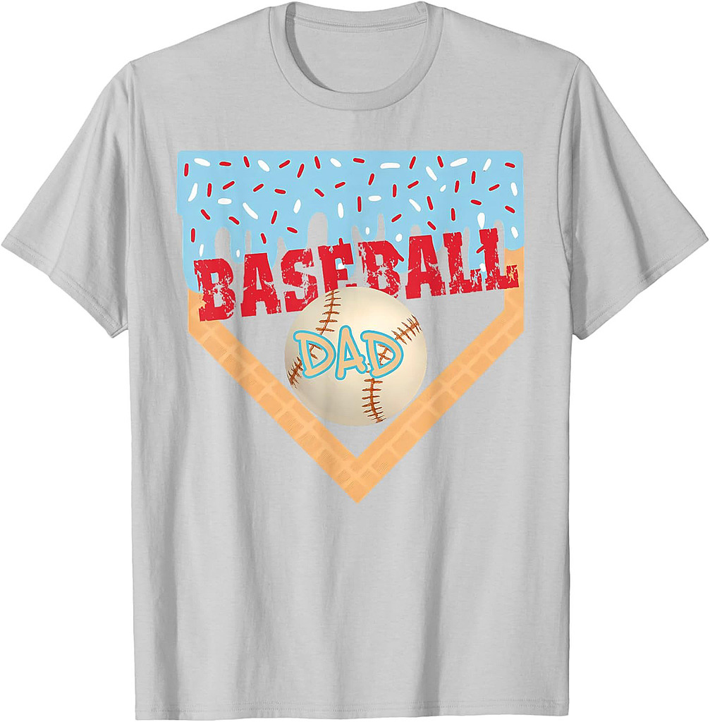 Baseball Dad Home Plate Ice Cream Drip Father's Day Daddy T-Shirt