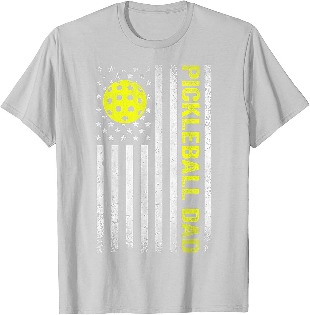 Pickleball Dad Father's Day USA Flag T-Shirt