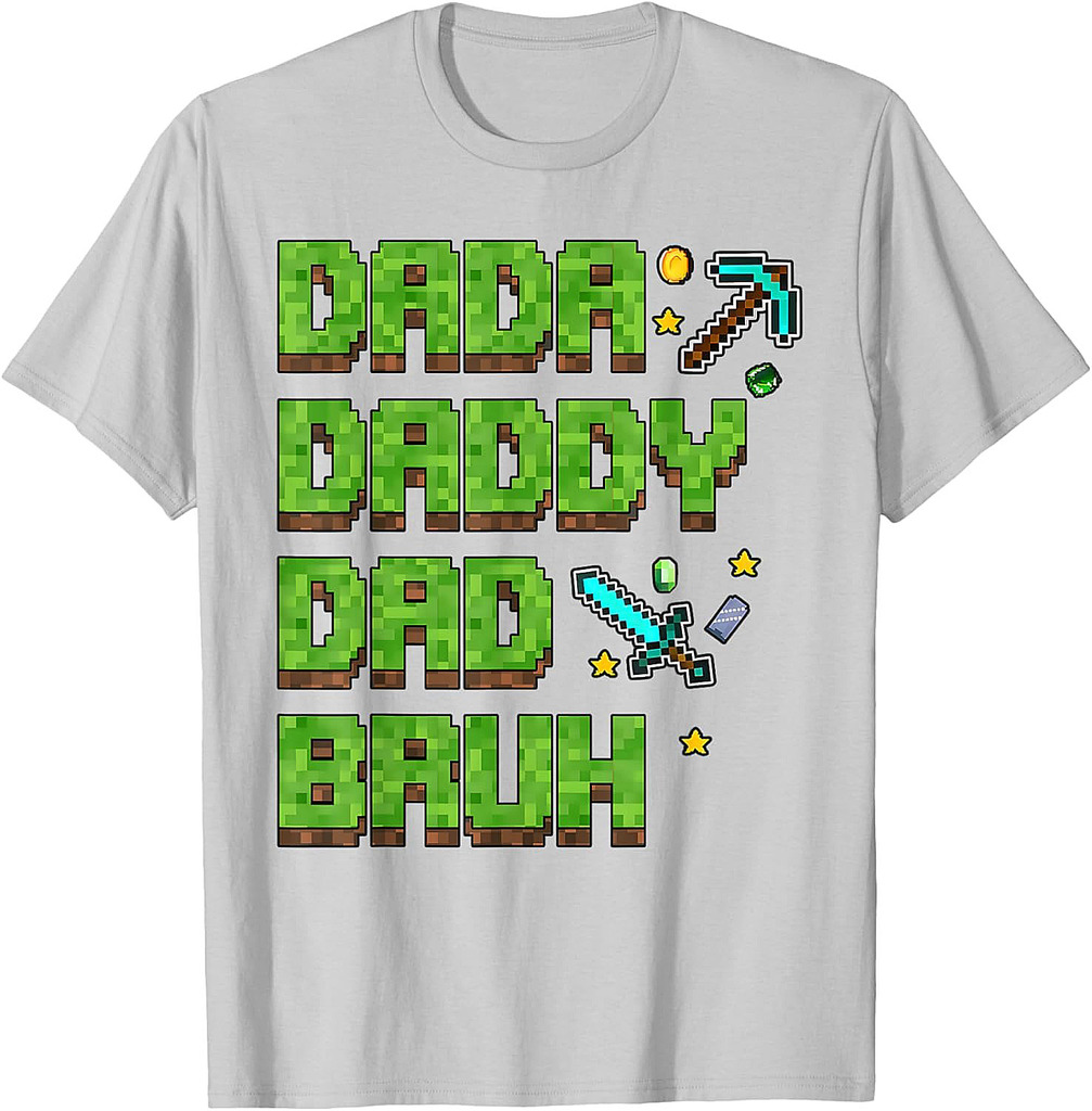 Dada Daddy Dad Bruh Gifts Father's Day Game Pixel T-Shirt