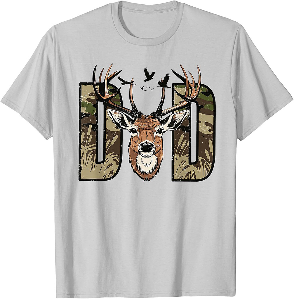 Retro Camo Dad Hunting, Camouflage Deer Matching Funny Father's Day T-Shirt