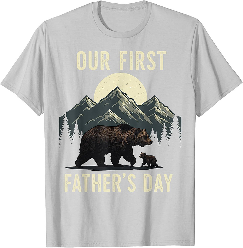 Our First Fathers Day Papa Bear Lover Gifts Daddy Graphic T-Shirt