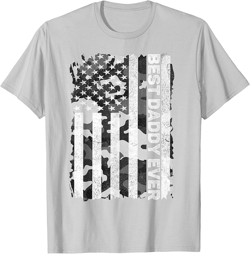 Best Daddy Ever Men Husband Camo American Flag Fathers Day T-Shirt