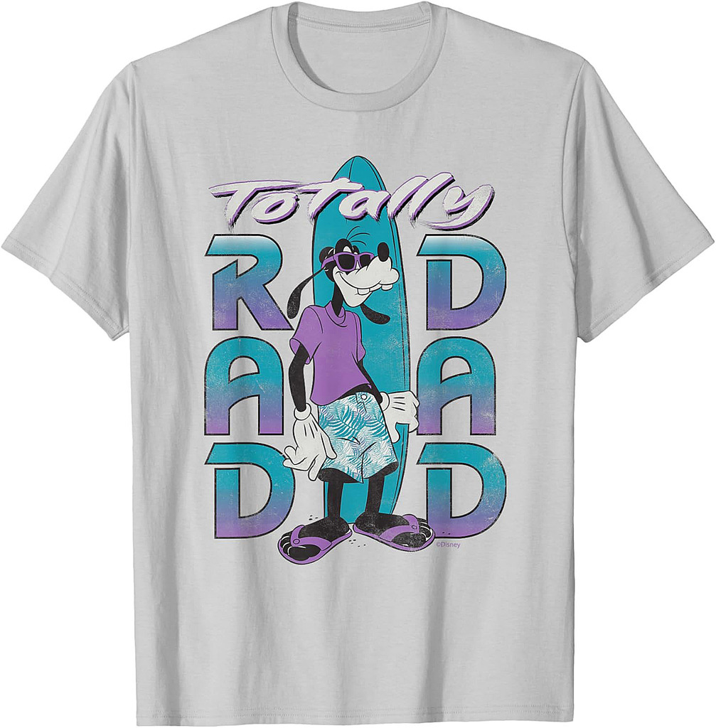 Disney Goofy Totally Rad Dad Father’s Day Surfing Distressed T-Shirt
