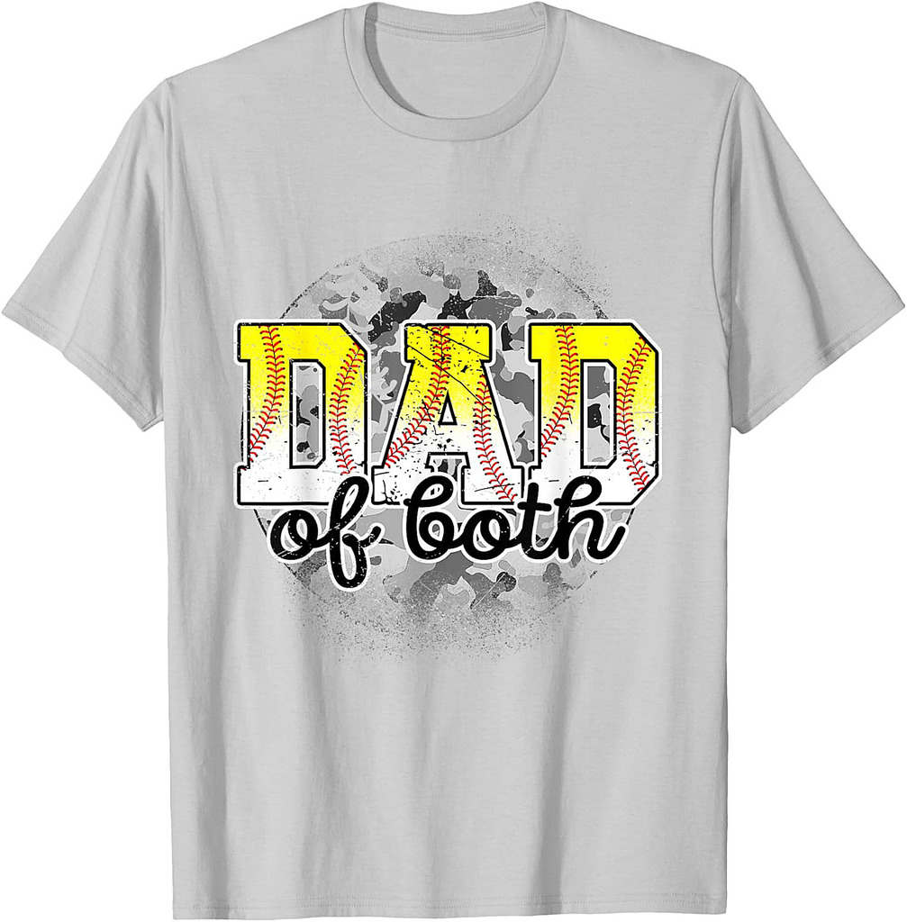 Dad of Both Baseball Softball Father's Day Baseball Player T-Shirt