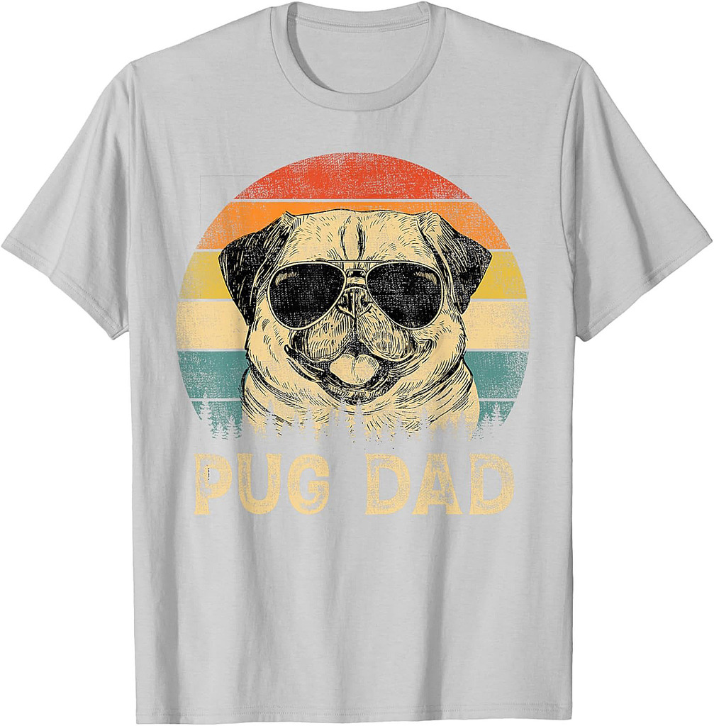 Vintage Pug Dad Dog Lovers Father's Day Tee T-Shirt