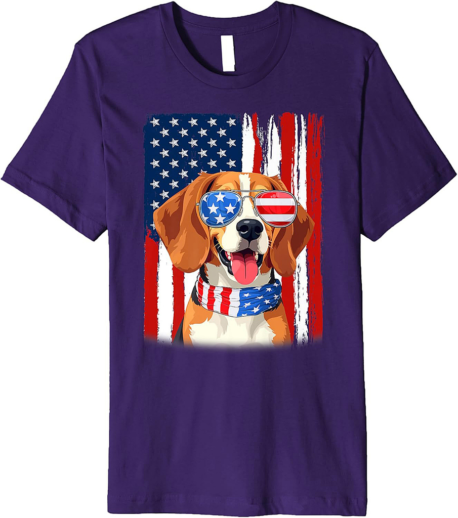 USA America Flag Beagle Dog 4th of July Patriotic Premium T-Shirt